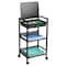 Mind Reader Cart with Covered Compartment, Office Organizer, Storage, 3-Tier, Office, Metal, Black